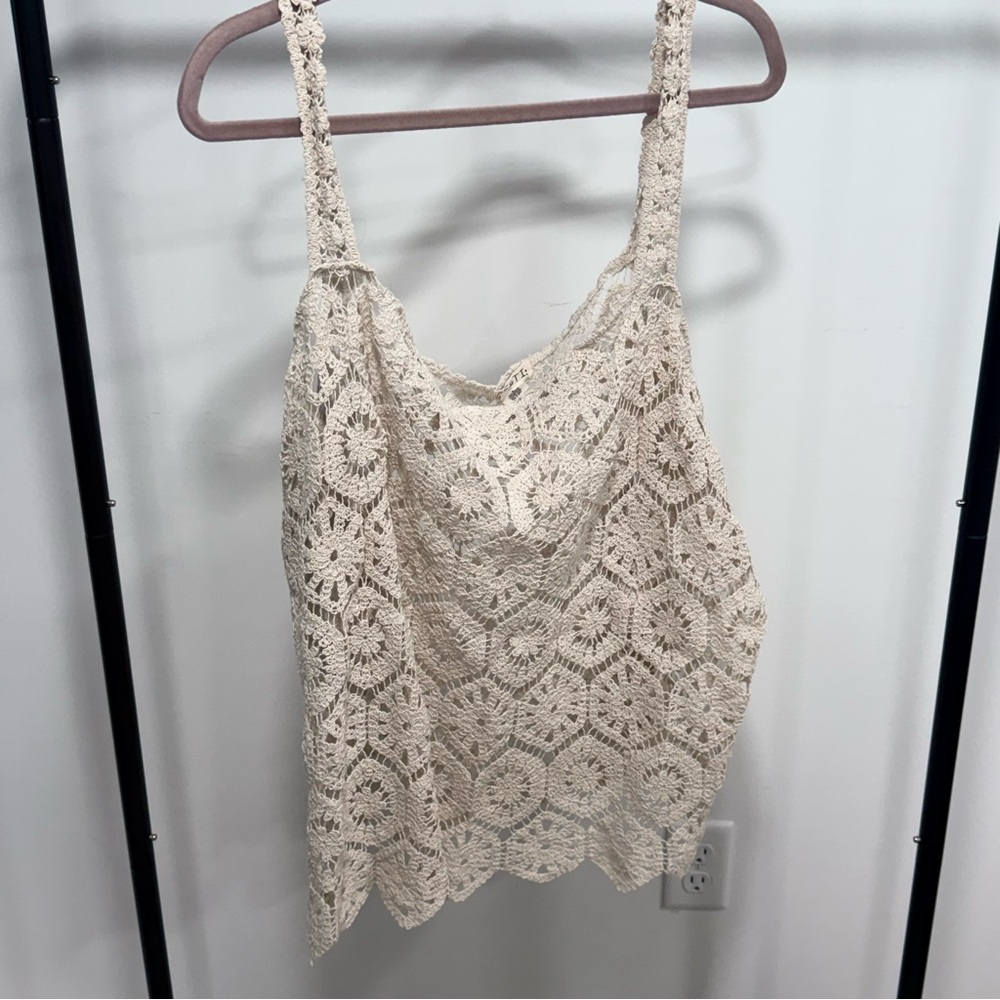 Crochet Tank Top in Cream - torrid festi